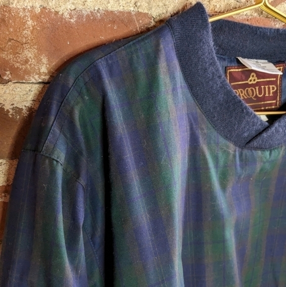 Proquip Medium Green & Blue Plaid Golf Pullover V-Neck Sweater - Picture 2 of 10